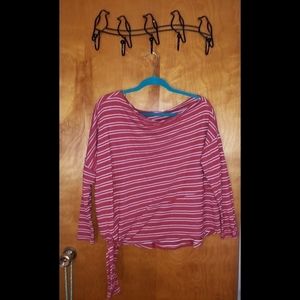 Kye Mi Dusty Rose Striped Shirt with side tie